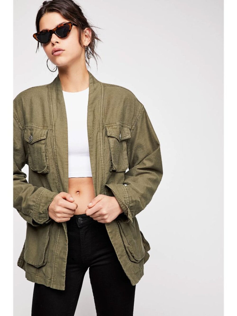 ☀️ Free People In Our Nature Utility Wrap Jacket Olive Green XS NWOT